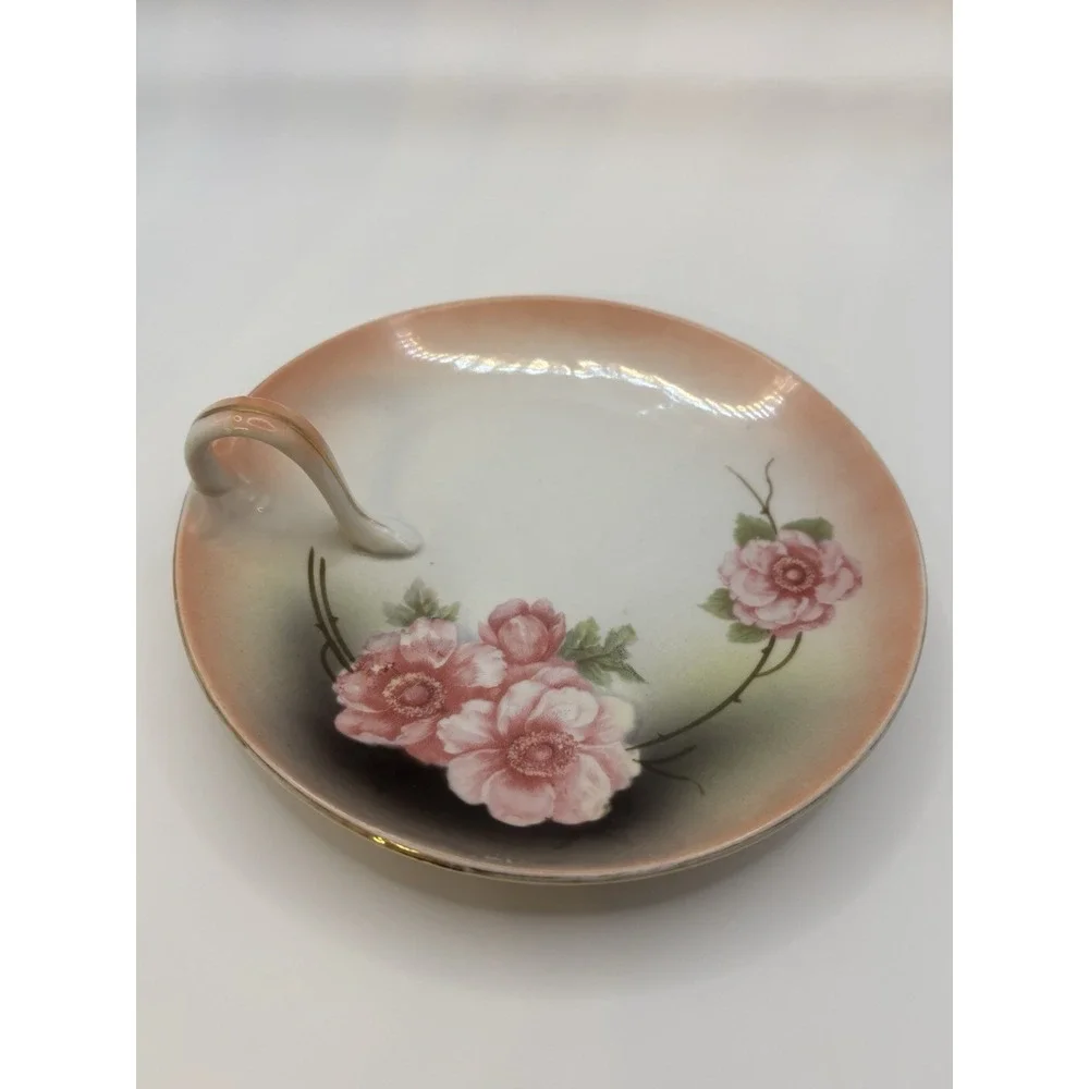 Lot of 3 Vintage Plates Made In Germany Floral Design Gold Trim Antique Flowers